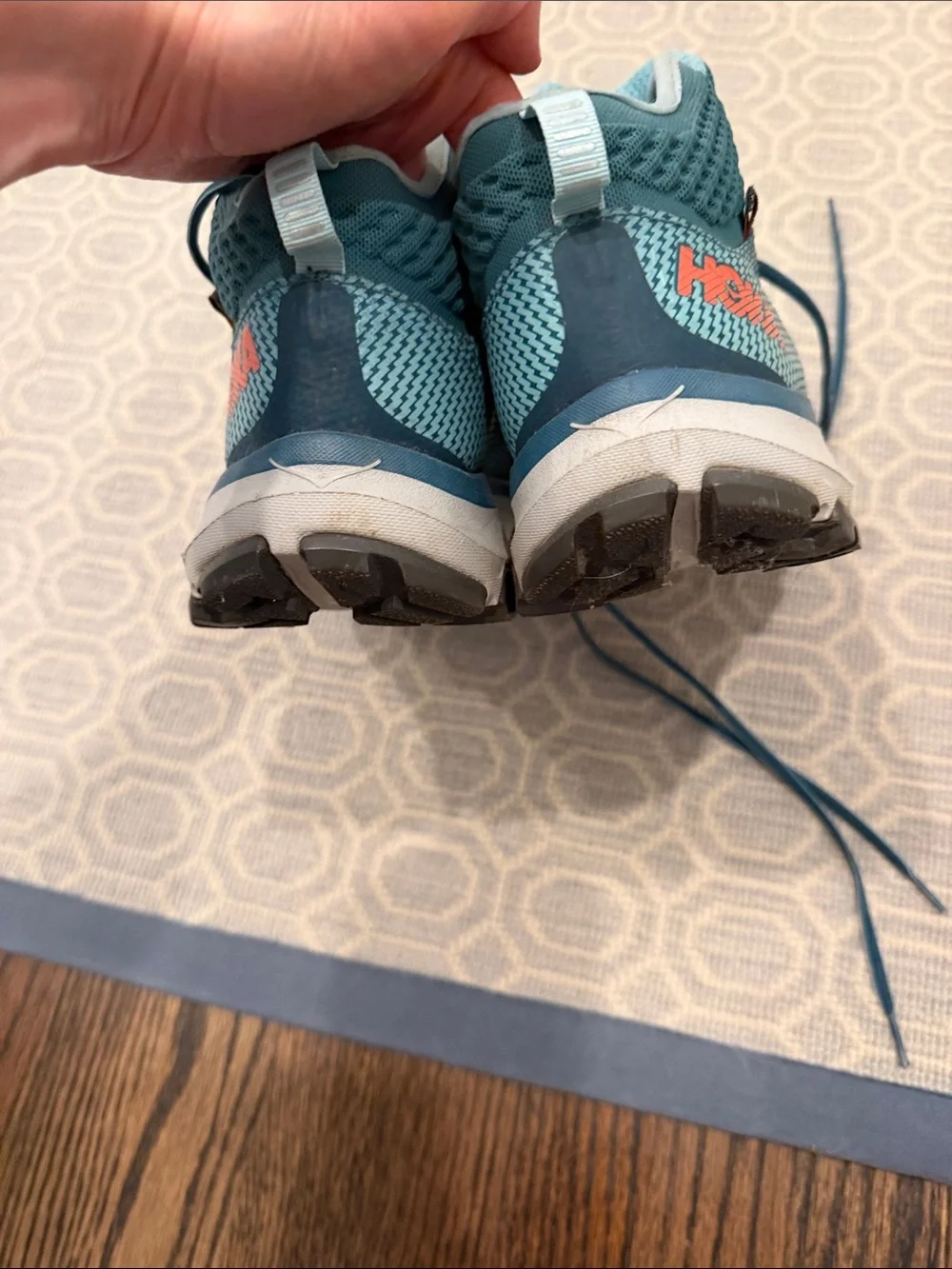 Hoka Women's Teal Running Shoes with Coral Trim